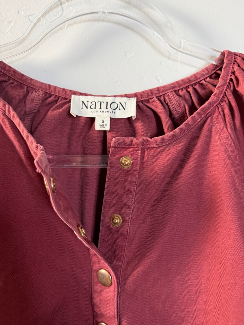 Nation LTD Button Front Tunic Dress 3/4 Sleeve Casual Cotton - Picture 7 of 8